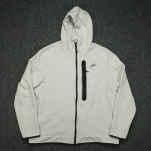 Nike Hoodie Men Extra Large White Heather Sportswear Tech Fleece Full Zip DD4688